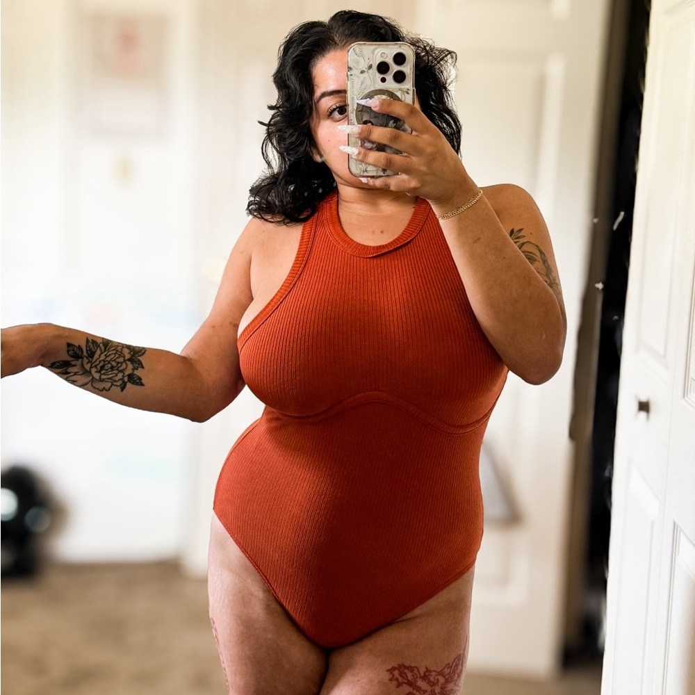 Burnt Orange Racerback Bodysuit